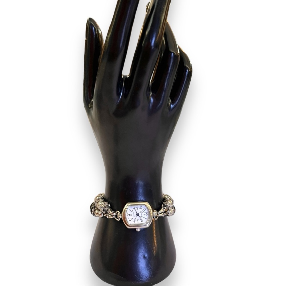 Vintage 90s Boho Watch on Beaded Stretchy Band - Picture 2 of 4